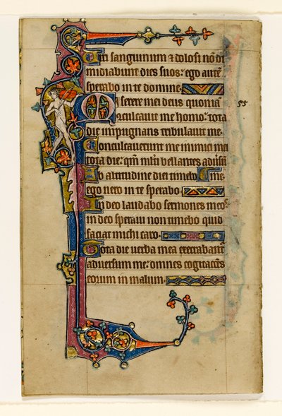 Un musicien nu, décoration marginale du Psautier de Macclesfield, Usage de Sarum, East Anglia, vers 1330 - English School