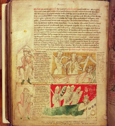 MS CCC 157 p.382 Les visions rêvées par le roi Henri Ier en Normandie en 1130, de la Chronique de Worcester, c.1130-40 - English School