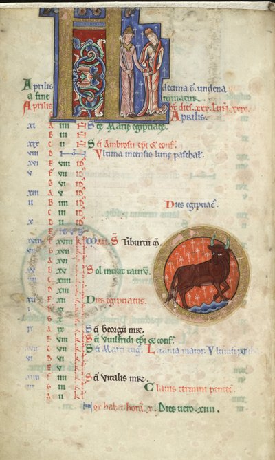 Avril, du Psautier de Hunterian - English School