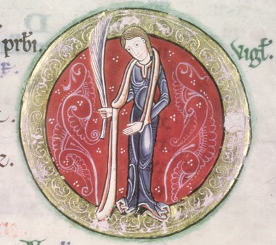 MS Hunter 229 f.4v Vierge, du Psautier Hunterian, c.1170 (détail) - English School