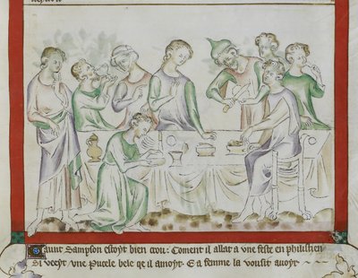 Rencontre de Samson et Dalila à une fête philistine (détail) - English School