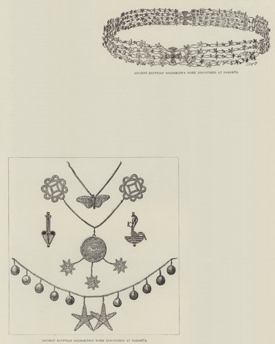 Les découvertes de M de Morgan à Dahshur (gravure) - English School
