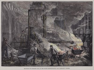 Machine à fabriquer du gaz aux travaux de la South Metropolitan Gas Company, Londres - English School