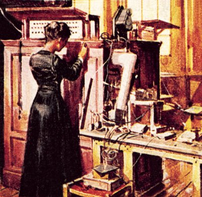 Madame Curie dans son laboratoire - English School