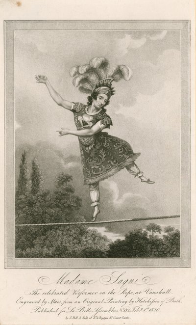 Madame Saqui, la célèbre funambule aux jardins de Vauxhall, Londres - English School
