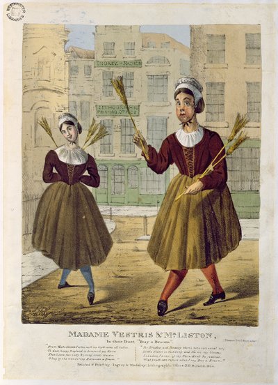 Madame Vestris et M. Liston dans leur duo Achetez un balai, pub. par Ingrey & Madeley, 1826 - English School