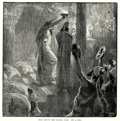 Mages autour du feu sacré (gravure) - English School