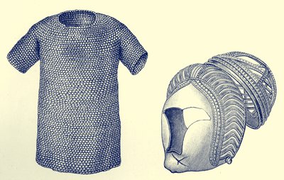 Mailcoat et casque en argent, avant 450 après J.-C., extrait de "A Short History of the English People" (Histoire brève du peuple anglais) - English School