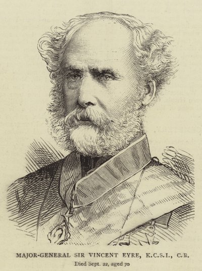 Major-Général Sir Vincent Eyre, KCSI, CB (gravure) - English School