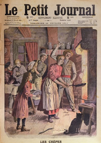 Faire des crêpes, illustration de Le Petit Journal, 26 février 1911 - English School
