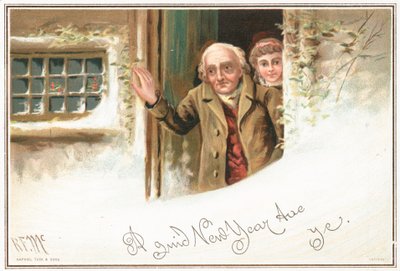 Homme et fille regardant la neige par la porte d