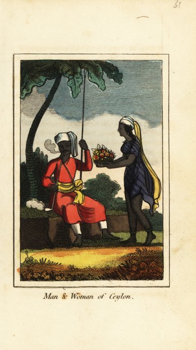 Homme et femme de Ceylan (Sri Lanka) - English School