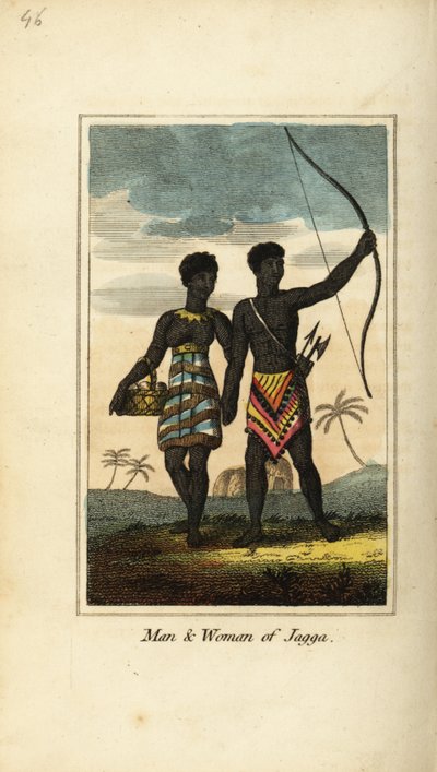 Homme et femme de Jagga, des royaumes de Monoemugi et Caffraria, Afrique - English School