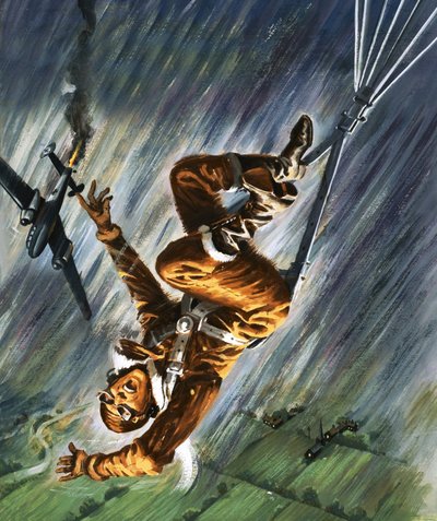 Homme tombant avec un parachute - English School