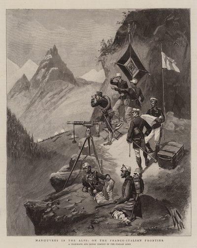 Manœuvres dans les Alpes, à la frontière franco-italienne (gravure) - English School