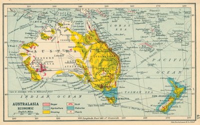 Carte : Australasie, économique (litho couleur) von English School
