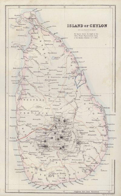 Carte : Île de Ceylan, par G H Swanston, Édimbourg - English School
