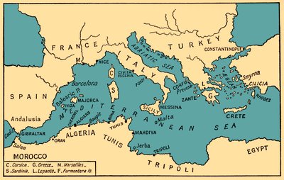 Carte de la piraterie ancienne et des corsaires barbaresques, de 