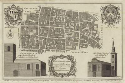 Carte des quartiers de Bread Street et Cordwainers, Londres - English School