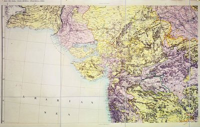 Carte de Cutch et de la présidence de Bombay, Inde, 1898 - English School