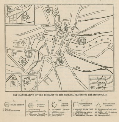 Carte des prisons de Londres - English School
