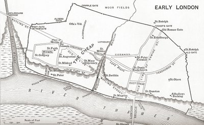 Carte de Londres au XIe siècle, de 