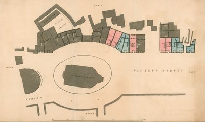 Carte de Pickett Street et The Strand, Londres - English School