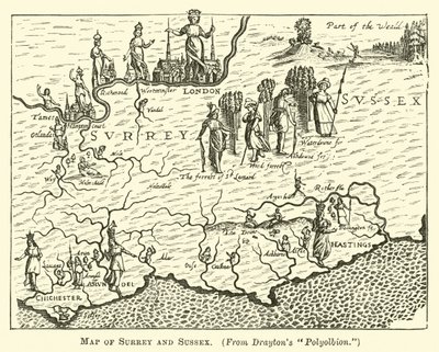 Carte du Surrey et du Sussex - English School
