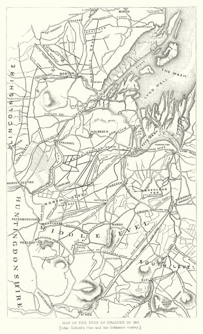 Carte des Fens drainés en 1830 (gravure) - English School
