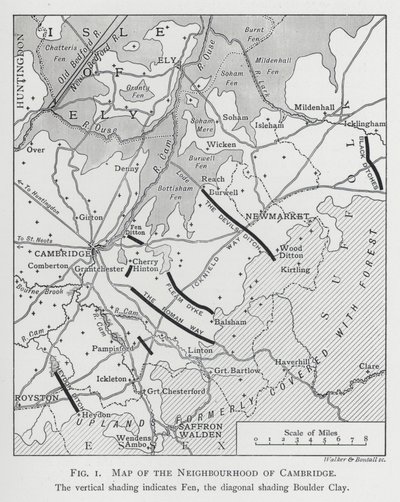 Carte des environs de Cambridge (gravure) - English School