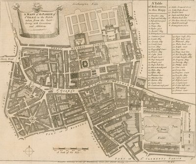 Carte de la paroisse de St Giles in the Fields, Londres - English School