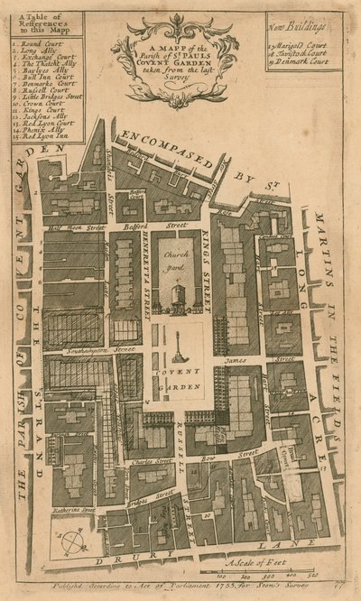 Carte de la paroisse de Saint-Paul, Covent Garden, Londres - English School