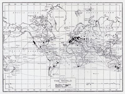 Carte du monde montrant les pays producteurs de vin - English School