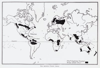 Carte montrant les zones forestières - English School