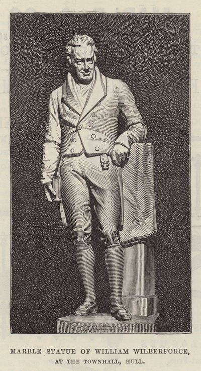 Statue en marbre de William Wilberforce, à la mairie de Hull (gravure) - English School