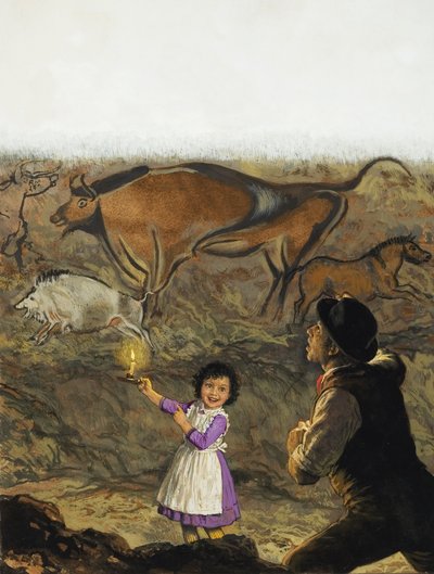 Marcelino Sanz de Sautuola (1831-88) et sa fille Maria découvrent les peintures rupestres d