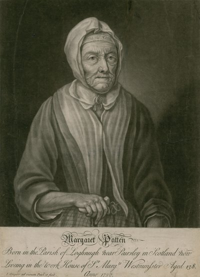 Margaret Patten, vivant actuellement dans la maison de travail de St Margaret, Westminster, âgée de 138 ans - English School