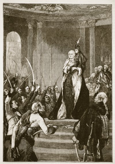 Maria Theresa et le Parlement hongrois (illustration de Cassells Illustrated History of England) - English School