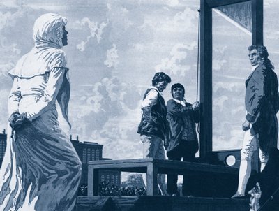 Marie-Antoinette approchant de la guillotine - English School