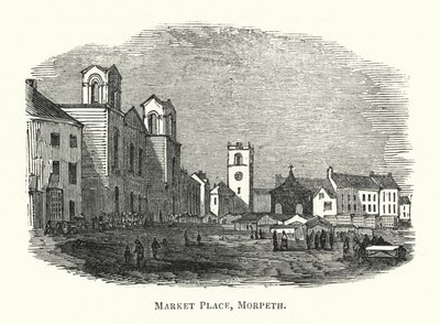 Place du marché, Morpeth (gravure) - English School