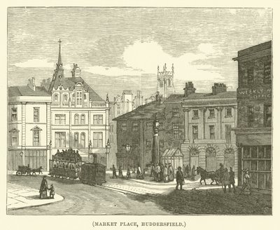 Place du marché, Huddersfield (gravure) - English School