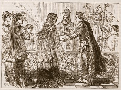 Mariage de Henri Ier et Mathilde, illustration de Cassells Illustrated History of England - English School