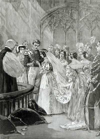 Mariage de la Reine Victoria (1819-1901) et du Prince Albert (1819-61) au Palais St. James le 10 février 1840, publié en 1887 - English School
