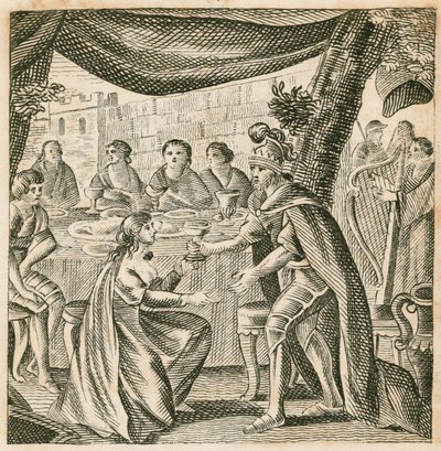 Mariage de Vortigern et Rowena, Ve siècle (gravure) - English School