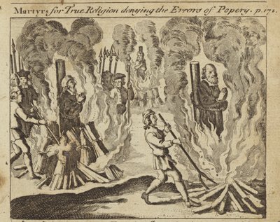 Martyrs de la vraie religion niant les erreurs du papisme (gravure) - English School