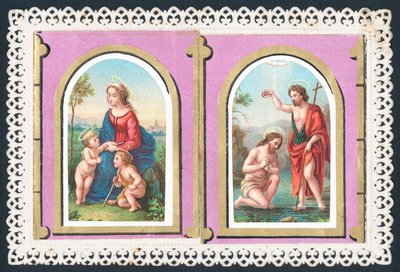 Marie, Jésus et anges, Carte de Noël - English School
