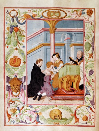 Marie Tudor (1516-58) guérissant le mal du roi - English School