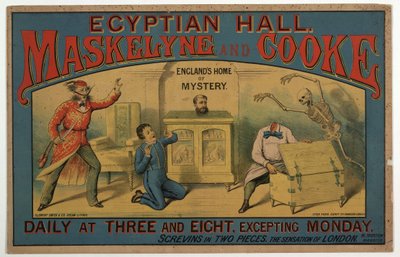 Maskelyne & Cooke au Egyptian Hall vers 1880 (lithographie en couleur) - English School