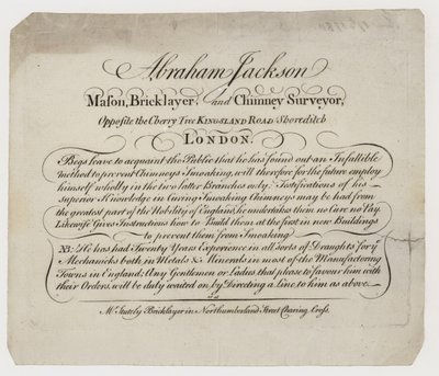 Maçon, Abraham Jackson, carte de visite - English School