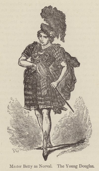 Maître Betty en Norval, le jeune Douglas (gravure) - English School
